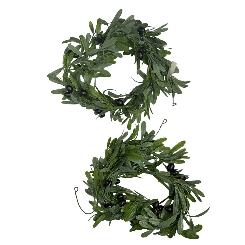 2 Faux Black Olive Branch Garland Greenery 6ft Holiday Wedding Artificial Runner